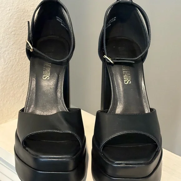 Dream Pair Ankle Strap High Chunky Block Heel Platform Pump Shoes Size 8.5 Black - Picture 6 of 12